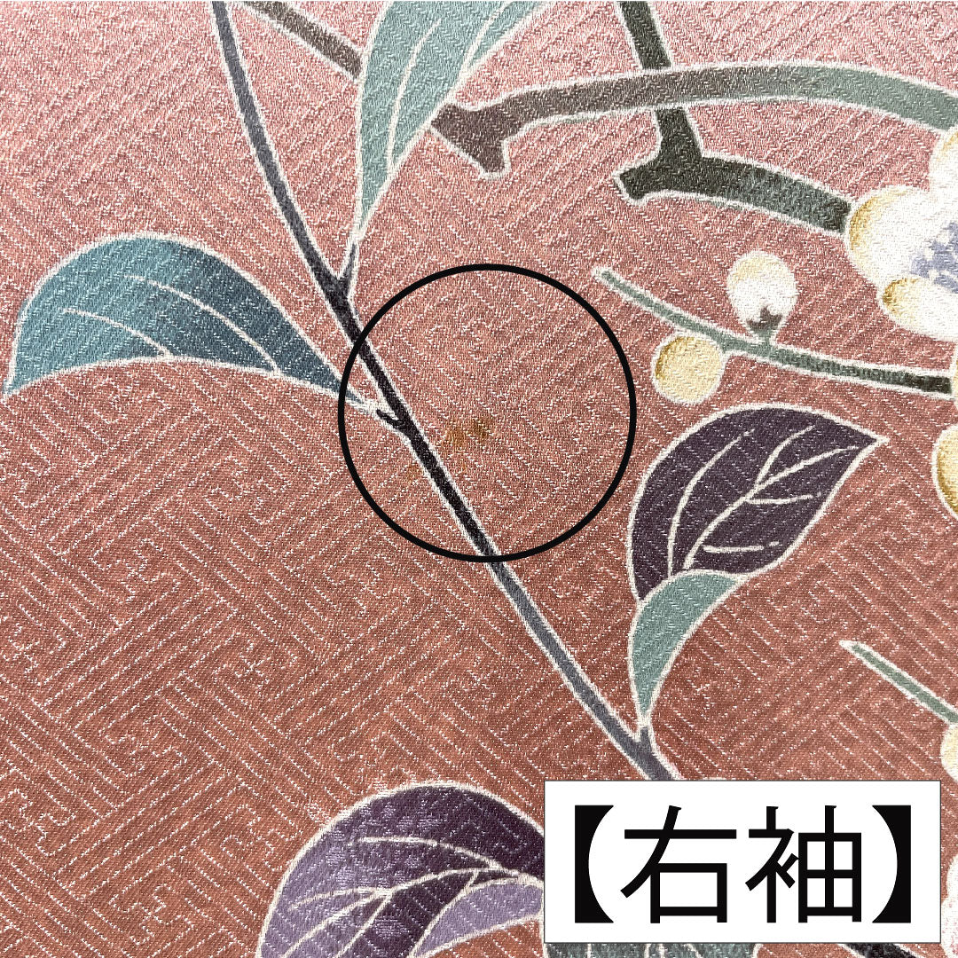訪問着 正絹 袷 身丈163.5cm 裄丈64.5cm 浅紅色（あさべにいろ） 京友禅 松竹梅 椿 Aランク ピンク系 1112005543413