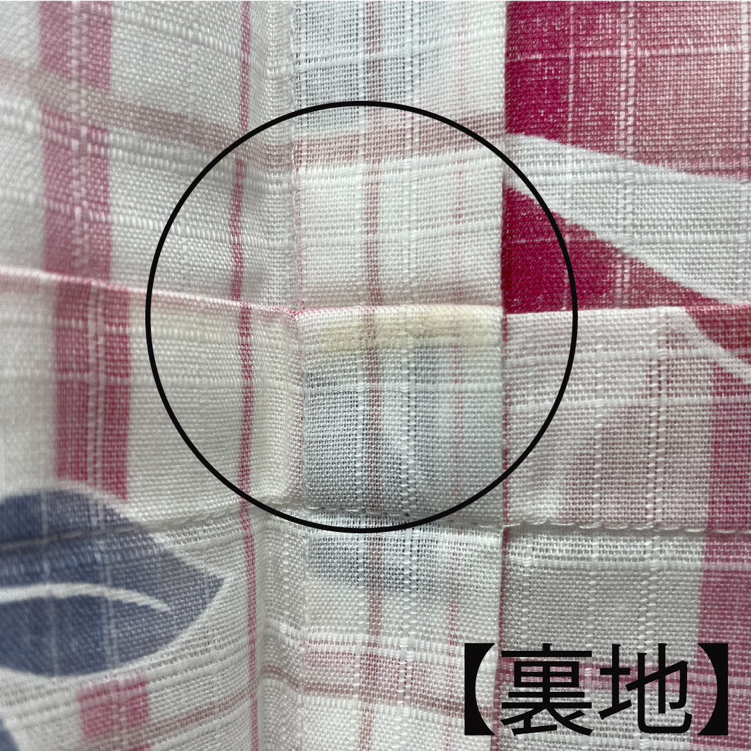 浴衣 朝顔 格子 木綿 Sランク 単衣 身丈162.5cm 裄丈65cm 白系 1118001512411
