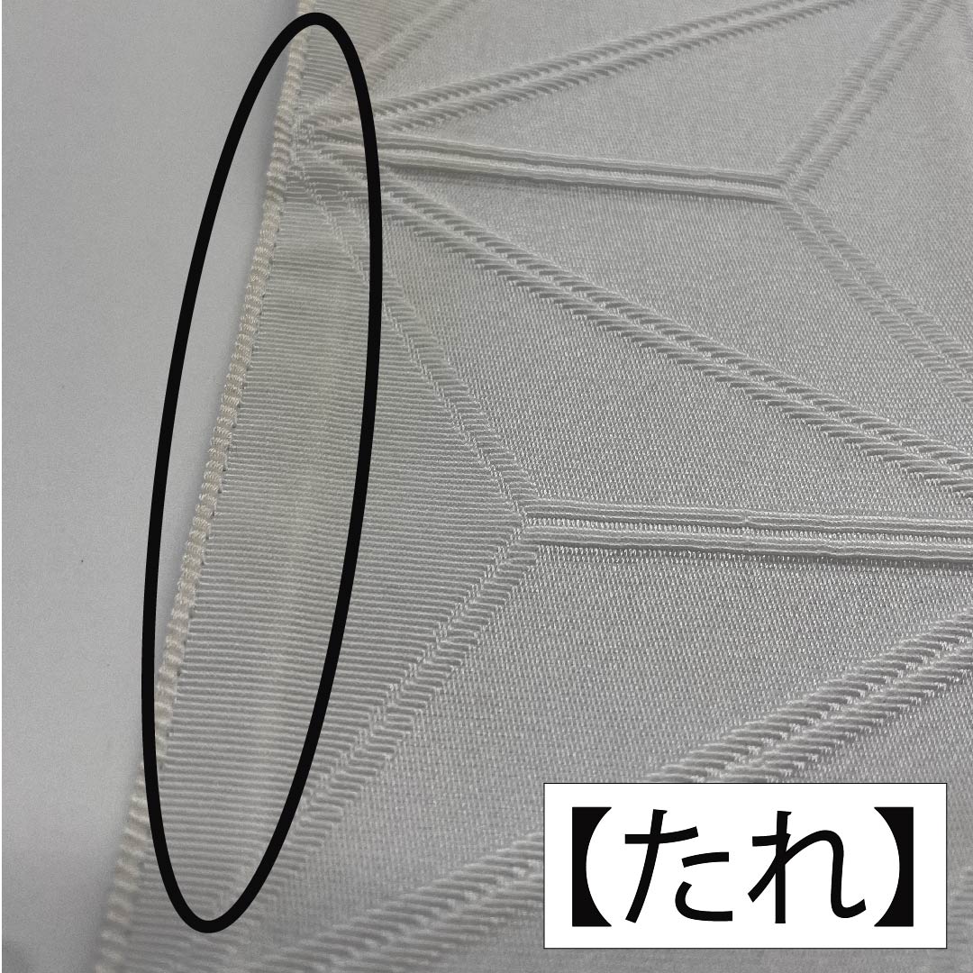 Half-width obi, polyester, lead white, blue and gray, hemp leaf, classic pattern, reversible, obi length 388cm, white, A rank, 1125001203311