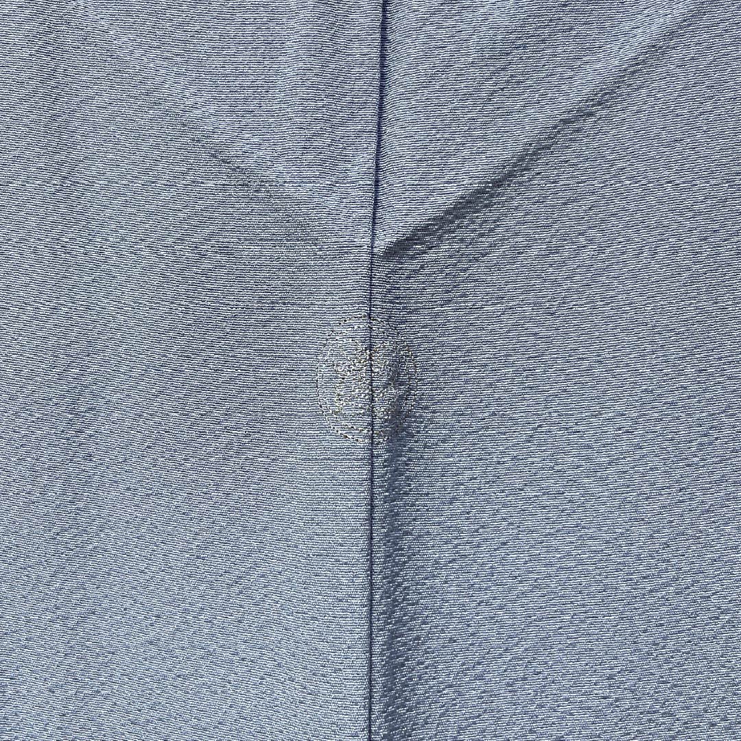 Solid color kimono, pure silk, S rank, length 158.5cm, sleeve length 62.5cm, blue-gray (seitainezuiro) color, sewn crest, plain, brown-dyed, lined, blue-based, 1114002262317