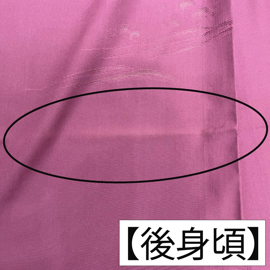 夏物 正絹 色無地 Bランク 身丈158cm 裄丈63.5cm 紅鶸色（べにひわいろ） 波 紗 紫系 1132004434320
