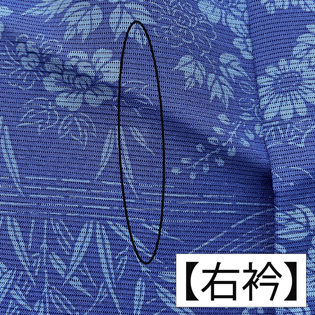 夏物 正絹 小紋 身丈157cm 裄丈65cm 紺桔梗色（こんききょういろ） 京紅型 草木染 五泉 絽 Aランク 紺系 1132002123318