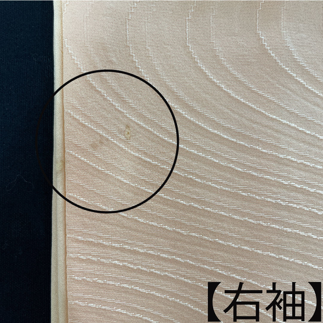 色無地 正絹 薄肌色 流水 五三桐  身丈153.5cm 裄丈64cm 袷  Aランク 橙系 1114000993226