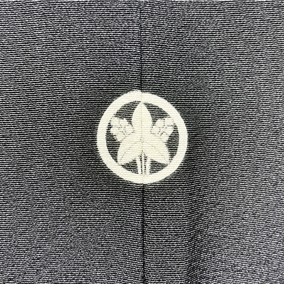 Black formal kimono, length 150cm, sleeve length 63.5cm, lined, Kiriya Suizan Kobo, Tsujigahana, circle with iris, pure silk, S rank, five crests, black, 1111001122110