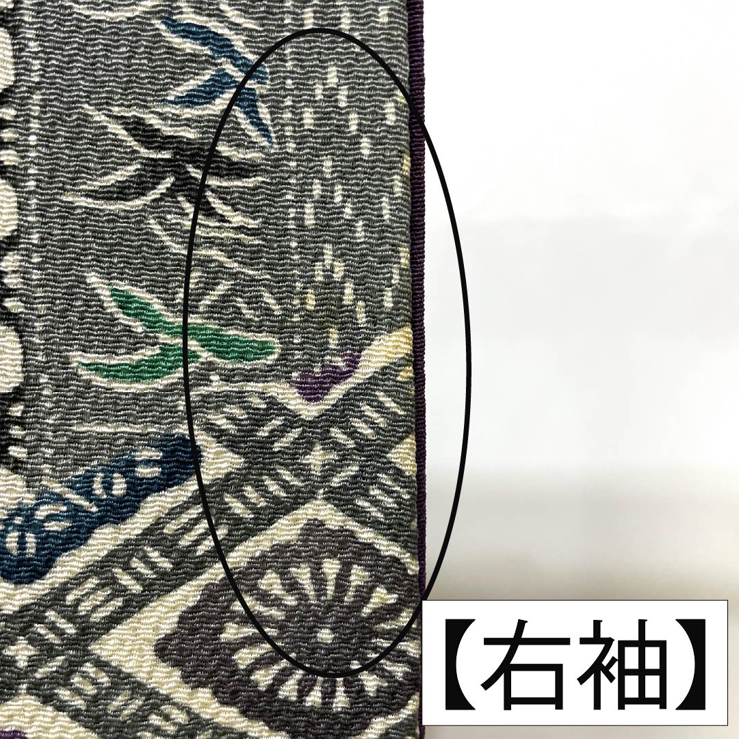 訪問着 正絹 Bランク 袷 身丈157cm 裄丈65cm 燻銀色（いぶしぎんいろ） 江戸紅型 五味桂子 作家物 グレー系 1112007054322
