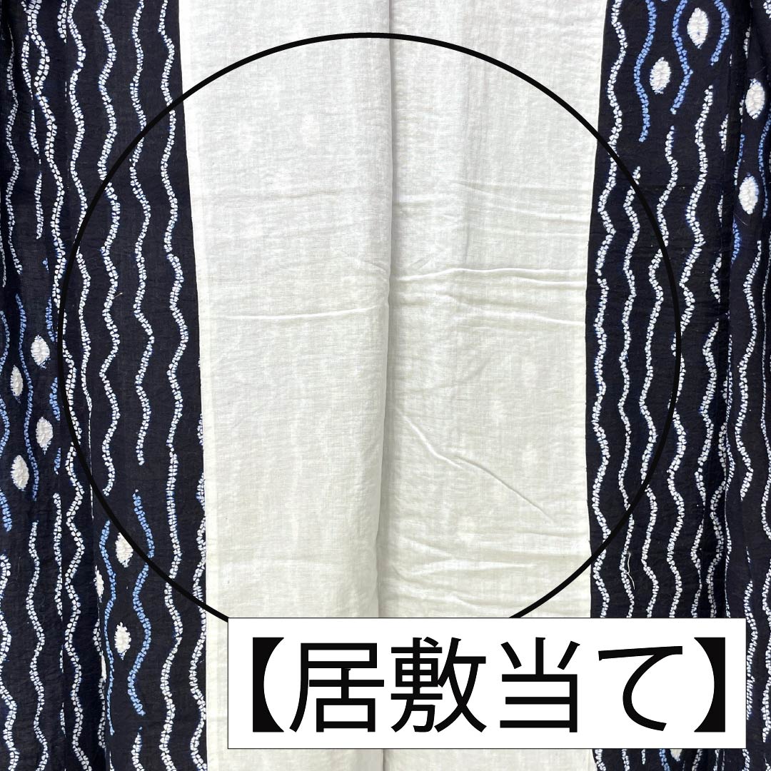 浴衣 木綿 身丈146cm 裄丈63.5cm Bランク 単衣 紺系 濃紺色（のうこんいろ） 有松絞り 抽象模様 居敷当て 1118006784118