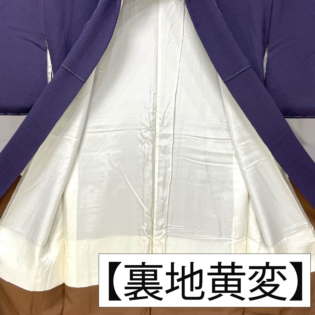 訪問着 正絹 Sランク 袷 身丈152cm 裄丈62.5cm 深紫色（ふかきむらさきいろ） 付下げ ちりめん 作家物 抽象模様 紫系 1112007452220