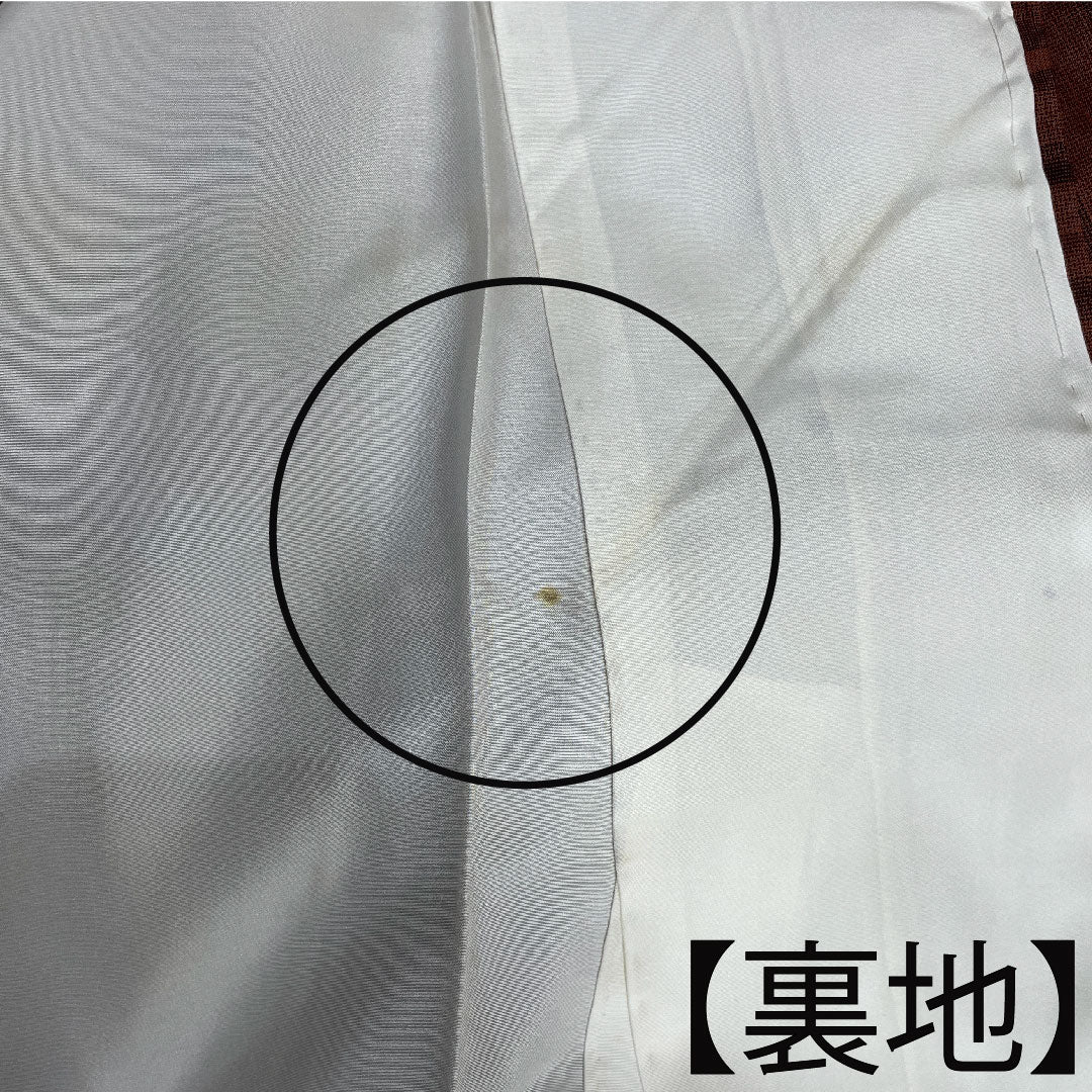 紬 正絹 身丈155.5cm 裄丈62.5cm  横段 Aランク 袷 茶系 1116002793314