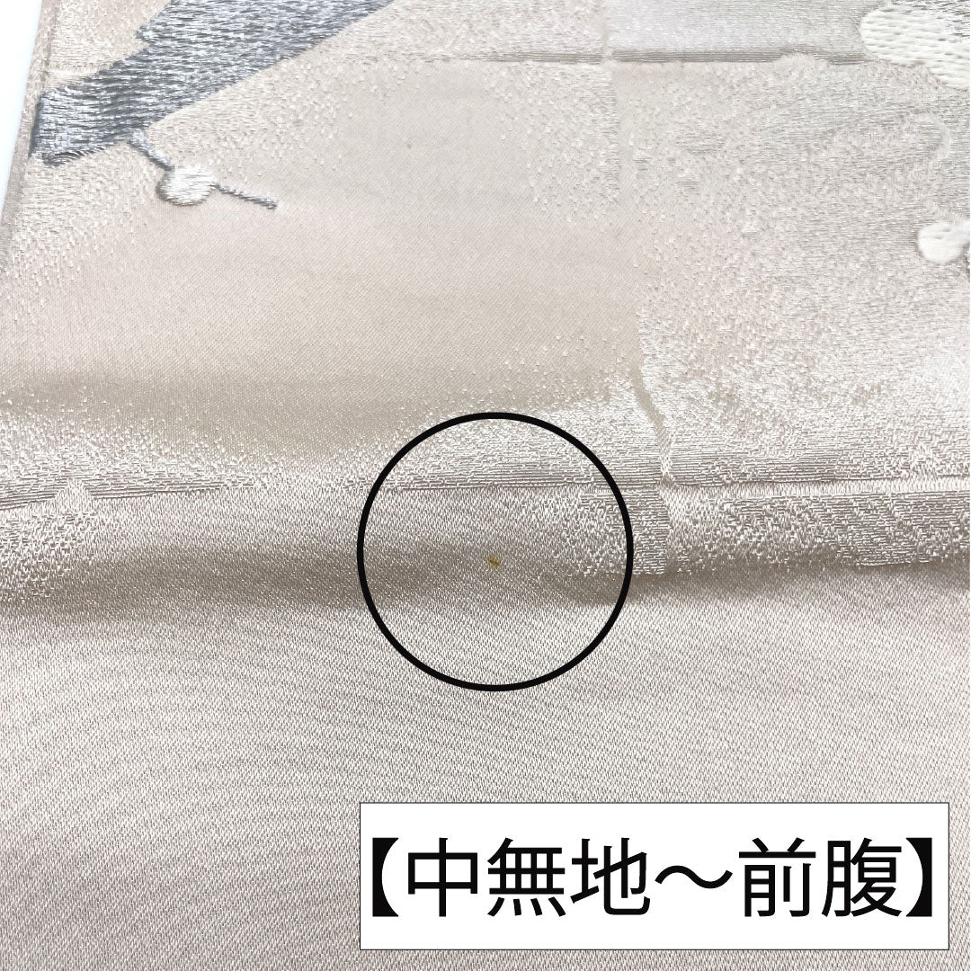 Formal Obi, Polyester, Grade A, White-brown, Plum Blossom Design, Length 426cm, Six-fold, Pink, Item Number 1123016053313