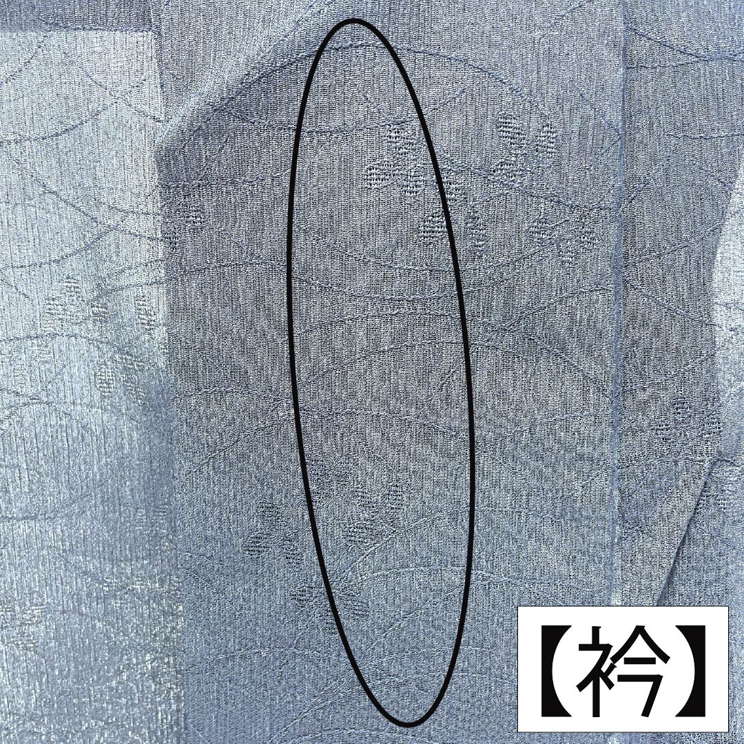 夏物 綿麻 色無地 Bランク 身丈158cm 裄丈62.5cm 濃紺色（のうこんいろ） 露芝 萩 紗 紺系 1132004574318