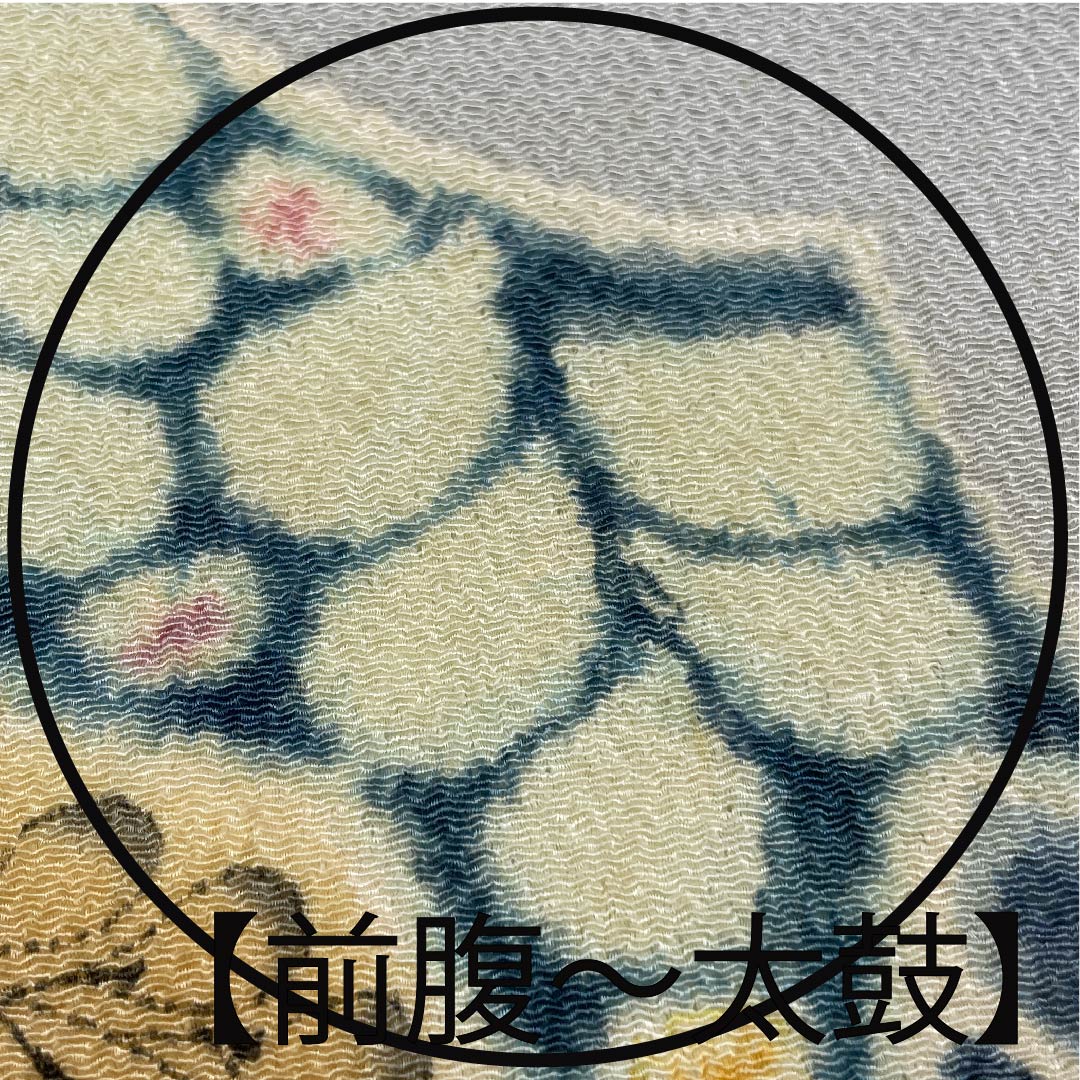 名古屋帯 江戸納戸色 作家物 辻ヶ花 帯丈368cm 正絹 優品  ポイント柄 カジュアル 水色系 1124004013324  開き仕立て
