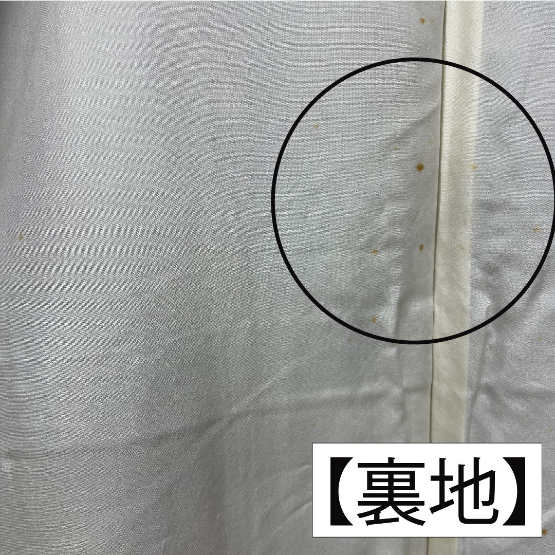 紬 正絹 身丈149.5cm 裄丈60.5cm 鈍紫色（にぶむらさきいろ） 流水 花模様 Aランク 袷 グレー系 1116003593122