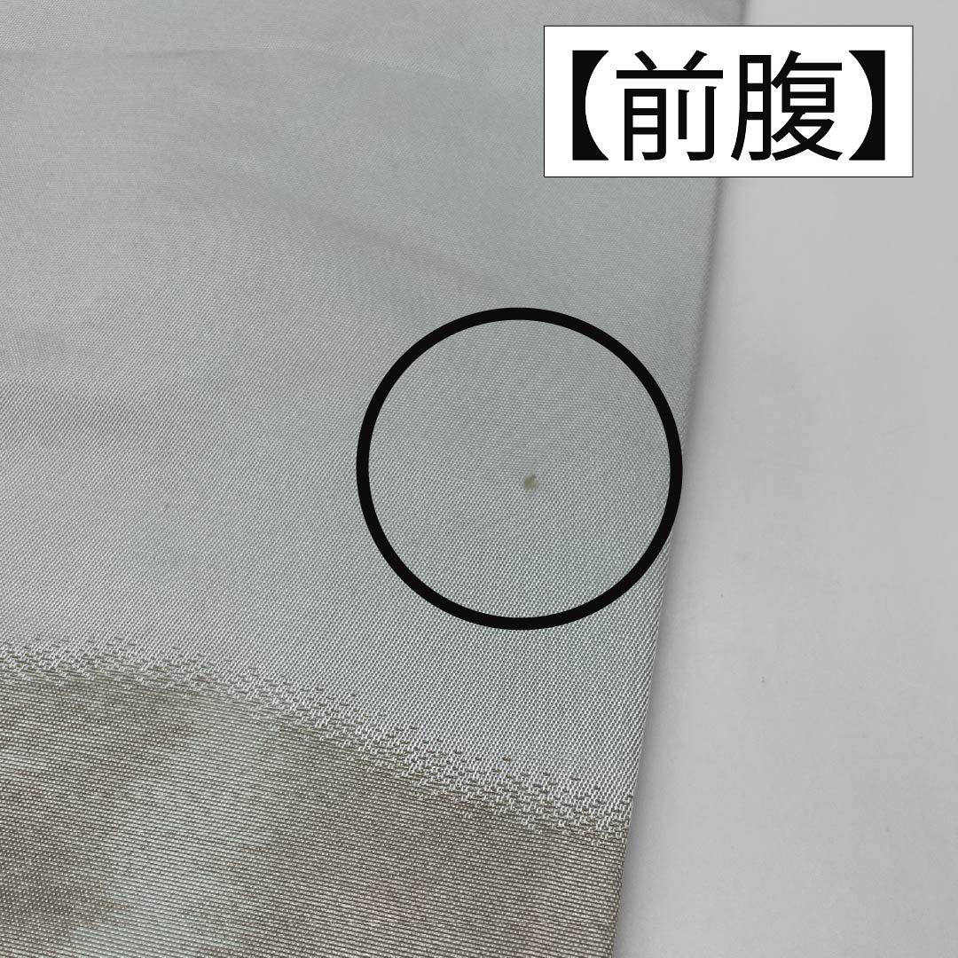 名古屋帯 正絹 Aランク 薄緑色（うすみどりいろ） 引箔 プラチナ箔 華紋 帯丈350cm ポイント柄 セミフォーマル 水色系 1124010713324 名古屋仕立て
