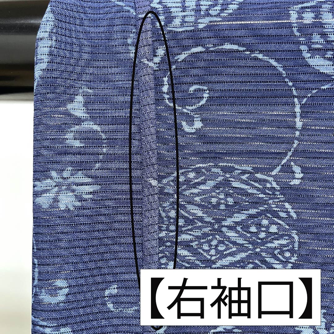 夏物 正絹 小紋 身丈163.5cm 裄丈63cm 紺色（こんいろ） 古典柄 型染 絽 Aランク 紺系 1132002713418