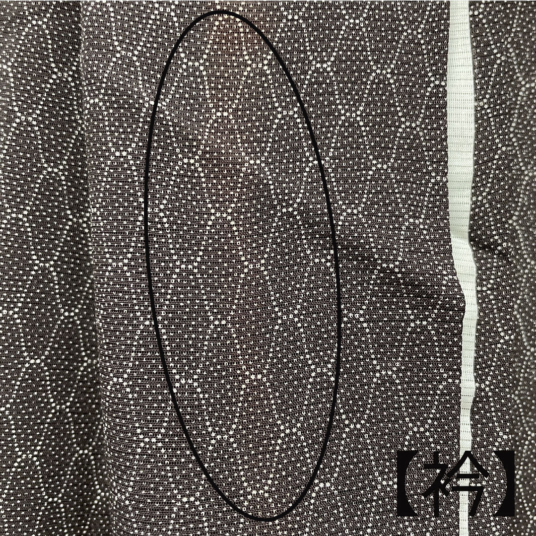 Summer pure silk komon kimono, length 160cm, sleeve length 63.5cm, dark grey, geometric pattern, silk, A rank, brown, 1132001673414