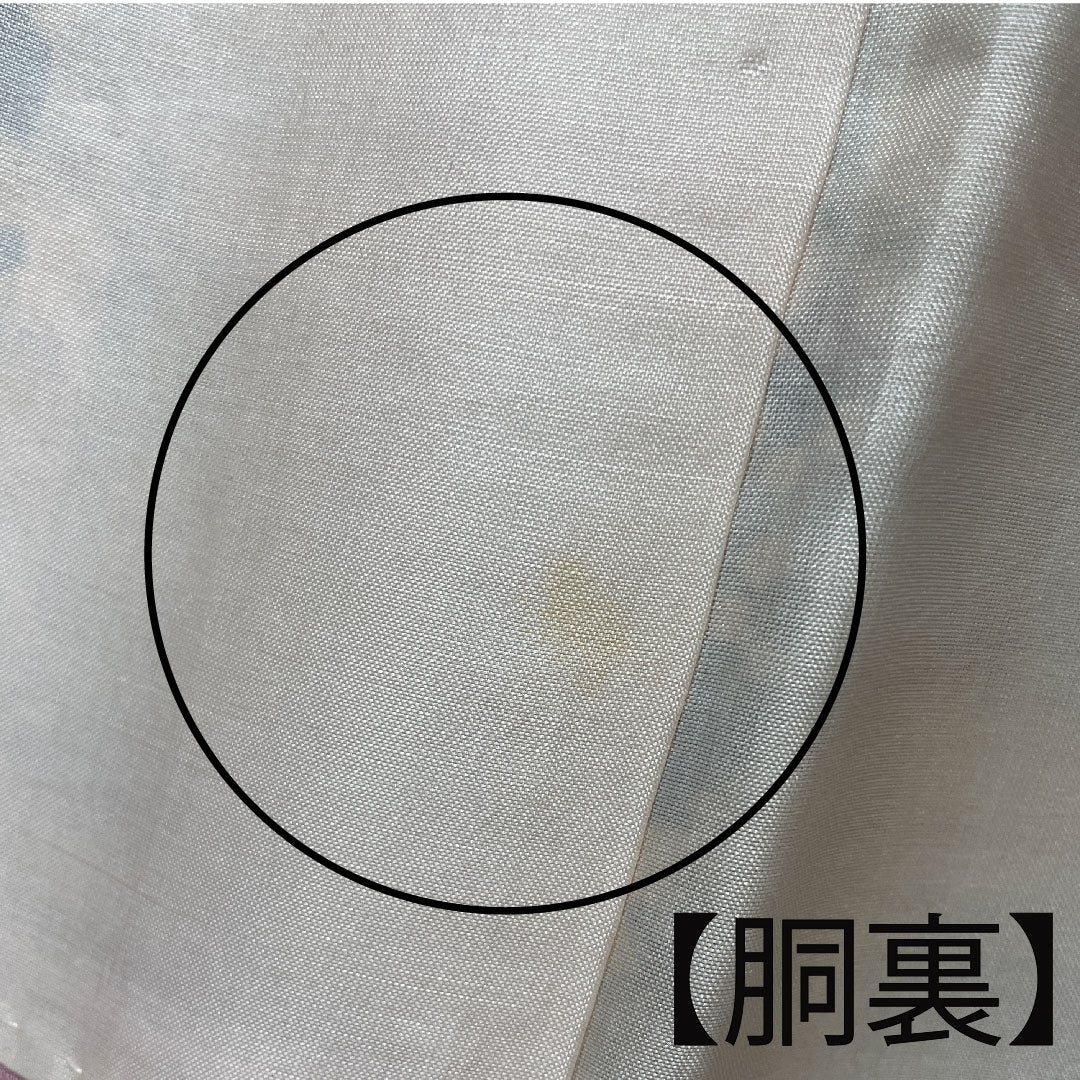 小紋 身丈154.5cm 裄丈61.5cm 袷  砥粉色 紅型 風景模様 正絹 Aランク クリーム系 1115003083215
