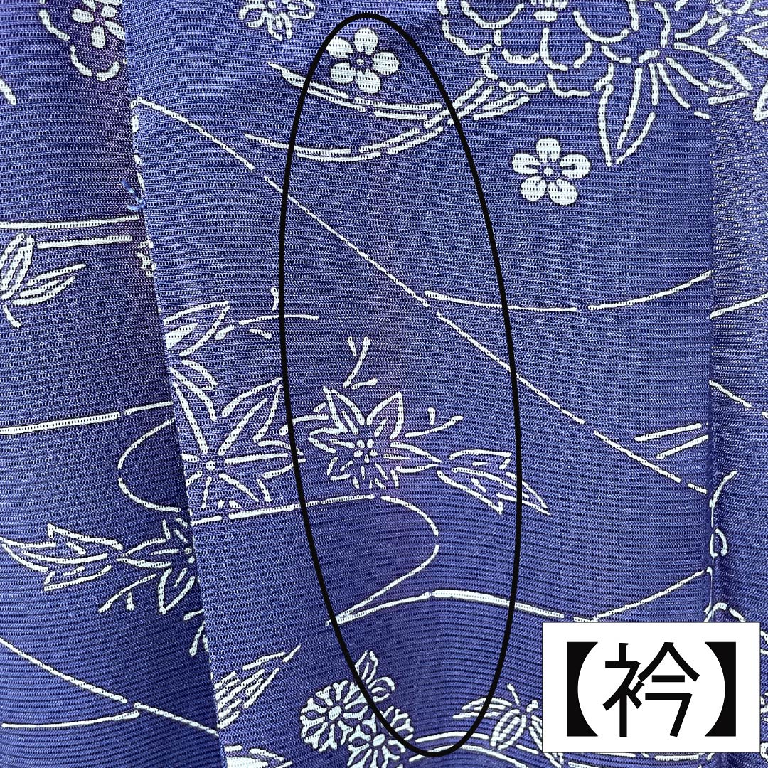 夏物 正絹 小紋 Aランク 身丈156.5cm 裄丈62.5cm 瑠璃色（るりいろ） 型染 吉祥文様 スコッチガード加工 絽 青系 1132004683317