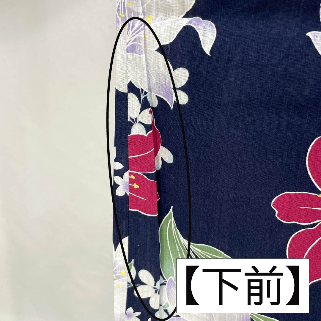 浴衣 木綿 身丈166cm 裄丈65cm Aランク 単衣 紺系 紺色（こんいろ） 百合 INGNI イング 1118006173518