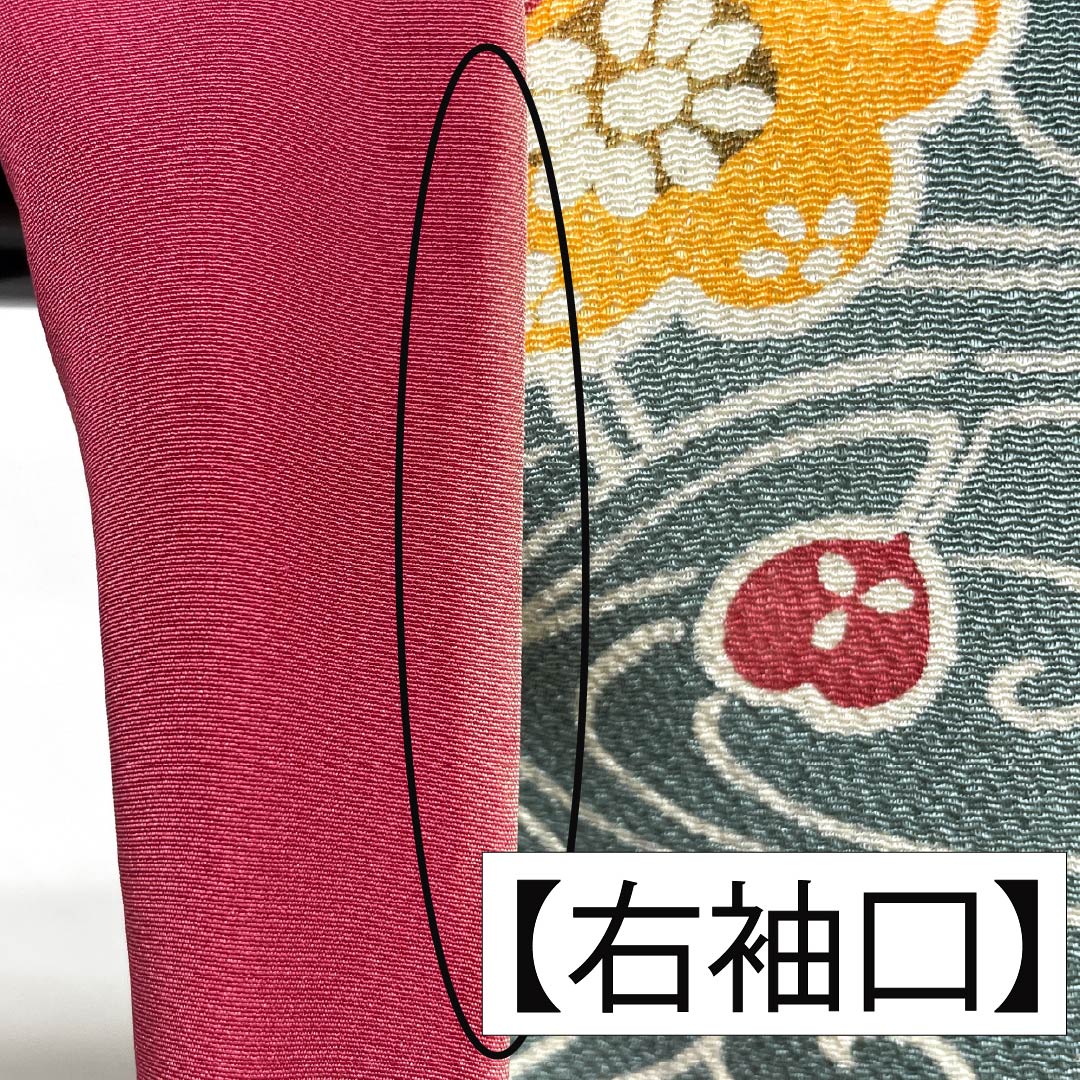 小紋 正絹 身丈169.5cm 裄丈68.5cm 袷 山藍摺色（やまあいずりいろ） 京紅型 ちりめん地 流水 草花模様 Aランク 青系 1115006163517