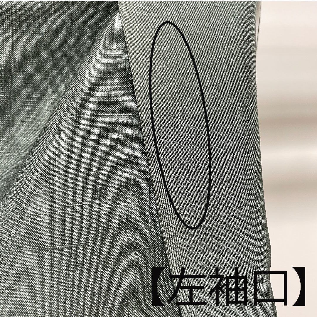 Homongi (formal kimono) Length 156cm Sleeve length 64cm Chigusa gray Tsumugi fabric Shibori Pure silk S rank Green 1112001992319
