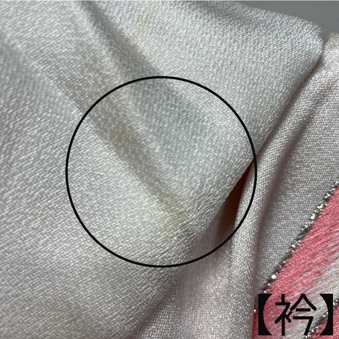 Colored uchikake, pure silk, length 191cm, sleeve length 65cm, Karaori, gold leaf finish, crane, B rank, lined, white, 1110000664911