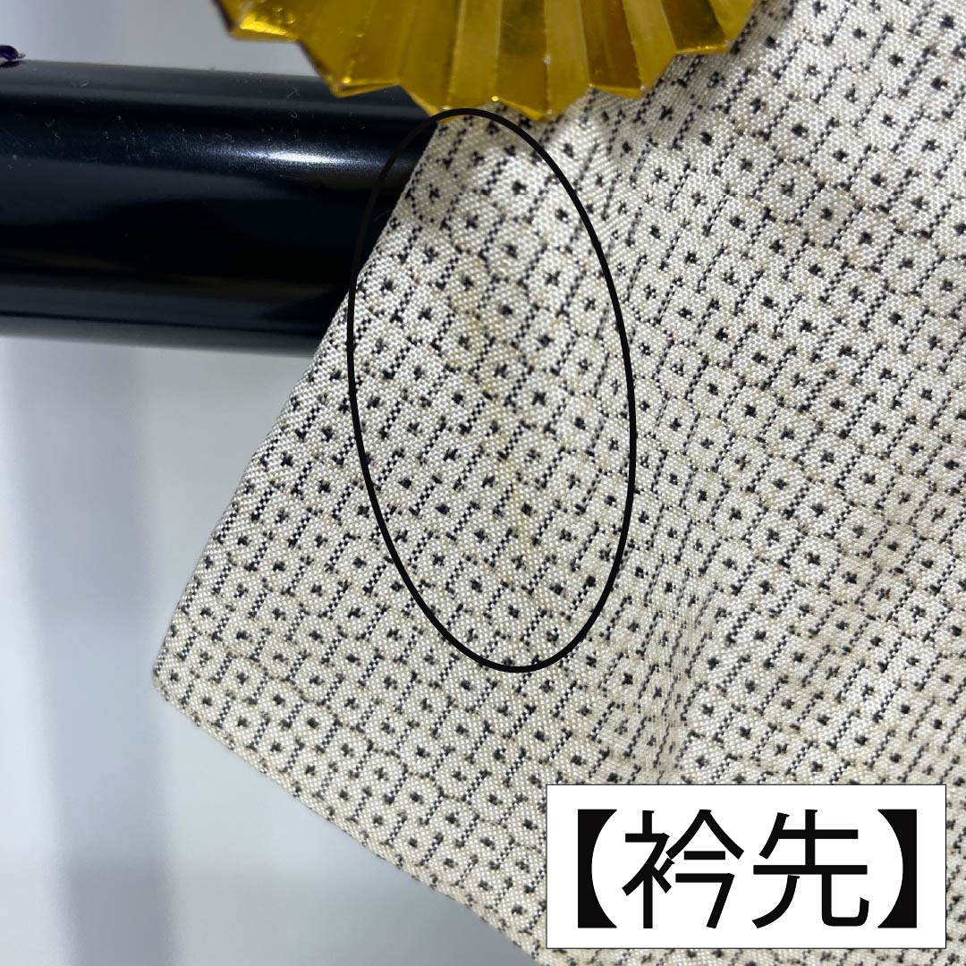 Visiting Kimono, Pure Silk, A-Rank, Lined, Length 152cm, Sleeve Length 62cm, Off-White (Kinari-Iro), White Oshima Silk, 100 Tortoise Shell Pattern, Stitched Crest, Round with Different Hawk Feathers, Classic Pattern, White, Product Number: 1112006173211