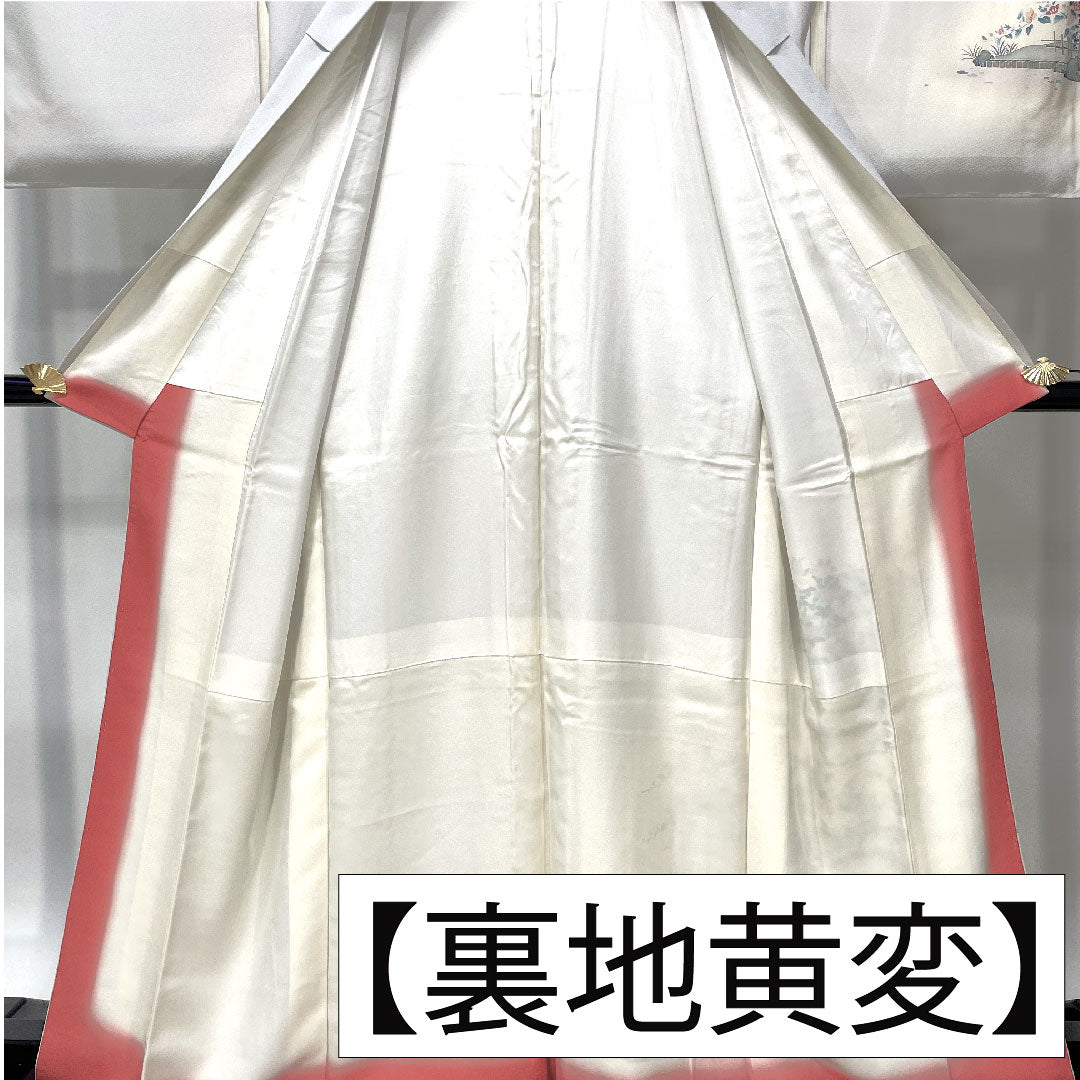 訪問着 正絹 袷 身丈168.5cm 裄丈68cm 銀白色（ぎんはくしょく） 加賀友禅 茶屋辻模様 作家物 Aランク グレー系 1112004743522