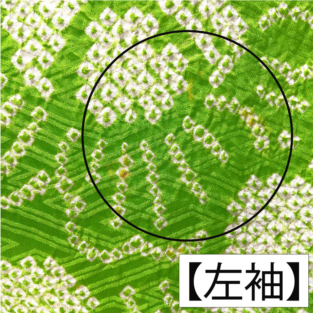 訪問着 正絹 袷 身丈165.5cm 裄丈63.5cm 黄緑色（きみどりいろ） 総絞り しつけ糸付き Aランク 緑系 1112005093519