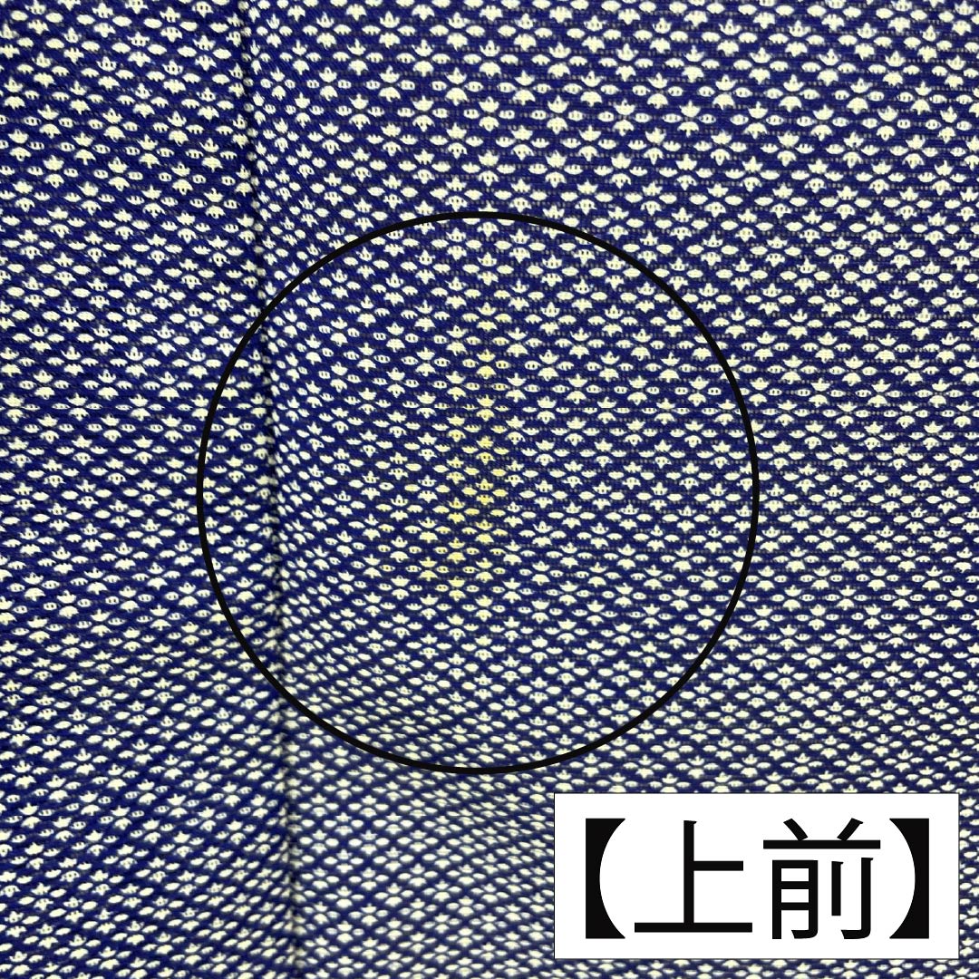 夏物 ポリエステル 小紋 Aランク 身丈158cm 裄丈65cm 濃桔梗色（こいききょういろ） 花菱 洗える着物 絽 紺系 1132003333318