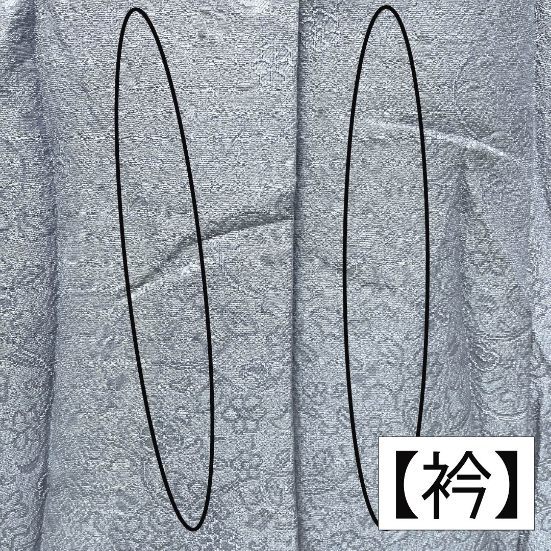 色無地 正絹 Aランク 身丈165cm 裄丈65.5cm 薄鈍色（うすにびいろ） 草花 パールトーン加工 袷 グレー系 1114002483522