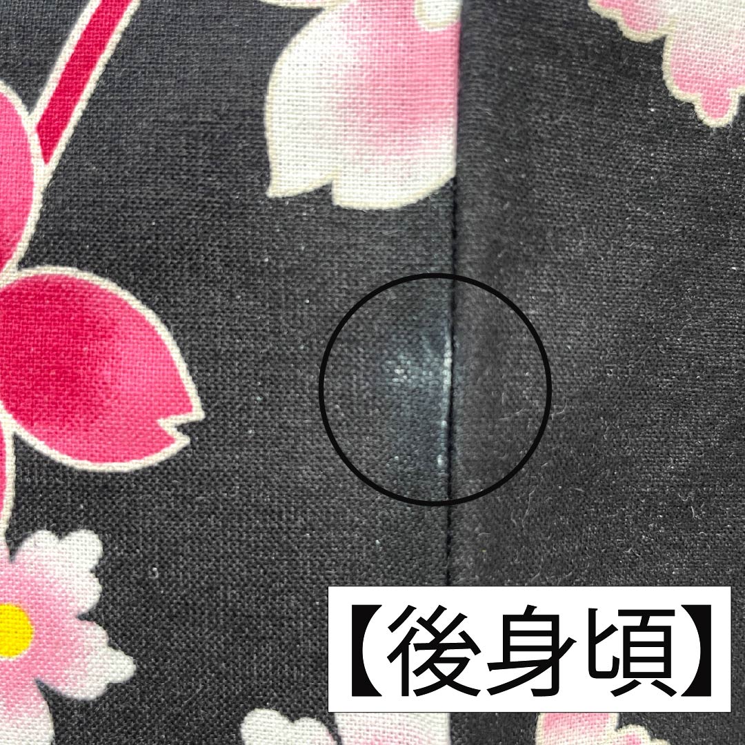 Cotton Yukata, Length 151cm, Sleeve Length 62cm, A Rank, Single Layer, Black, Camellia Pattern, 1118005963210
