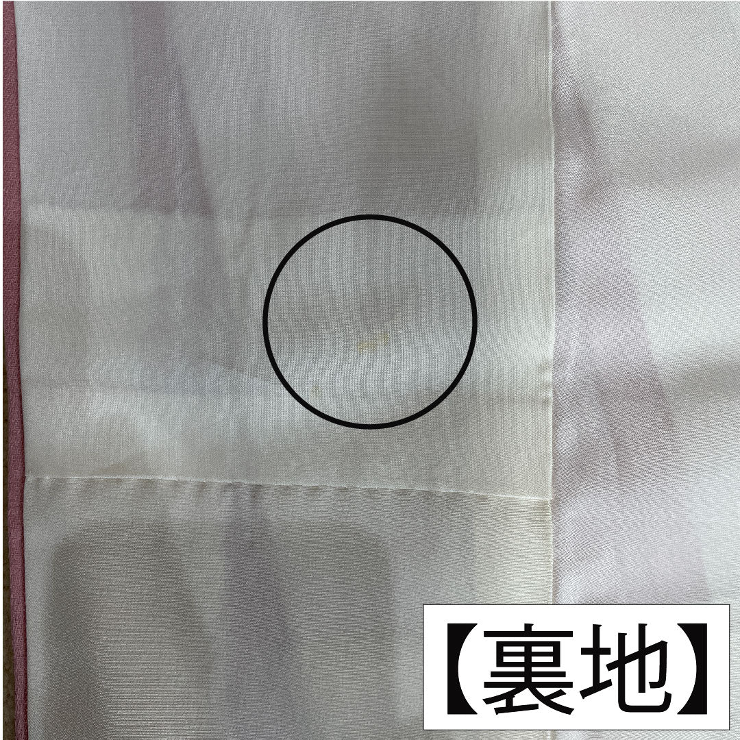 訪問着 正絹 袷 身丈158.5cm 裄丈62.5cm 一斤染色（いっこんぞめいろ） 京友禅 草花模様 一つ紋 丸に沢瀉 Aランク ピンク系 1112004763313