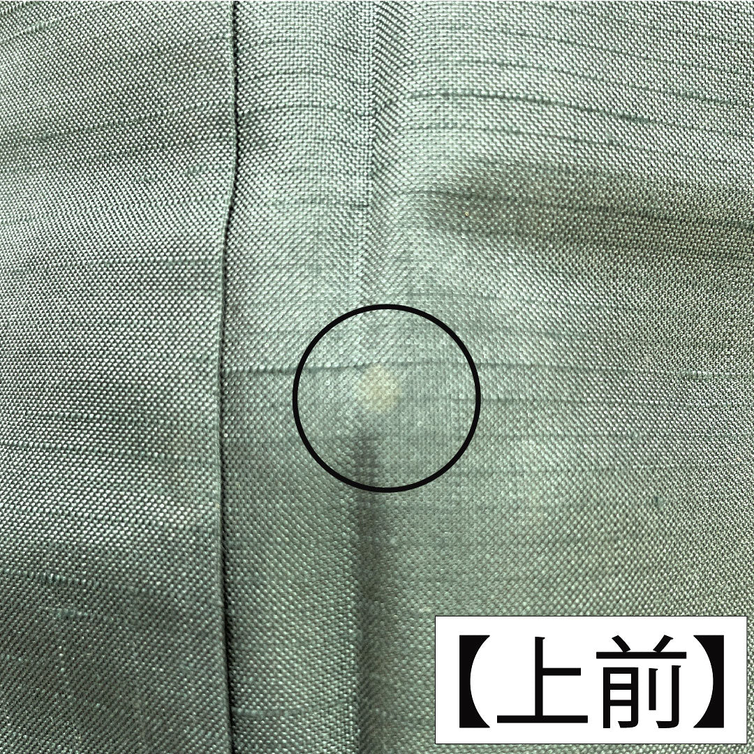 色無地 正絹 身丈152cm 裄丈61.5cm 山藍摺色（やまあいずりいろ） 紬地 しつけ糸付き 袷 Aランク 緑系 1114001653219