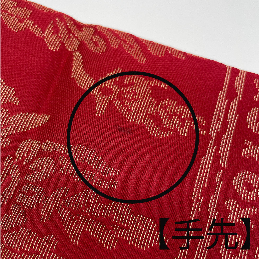 名古屋帯 壁画文様 帯丈360cm 正絹 Aランク 全通 カジュアル 赤系 1124002073312  名古屋仕立て