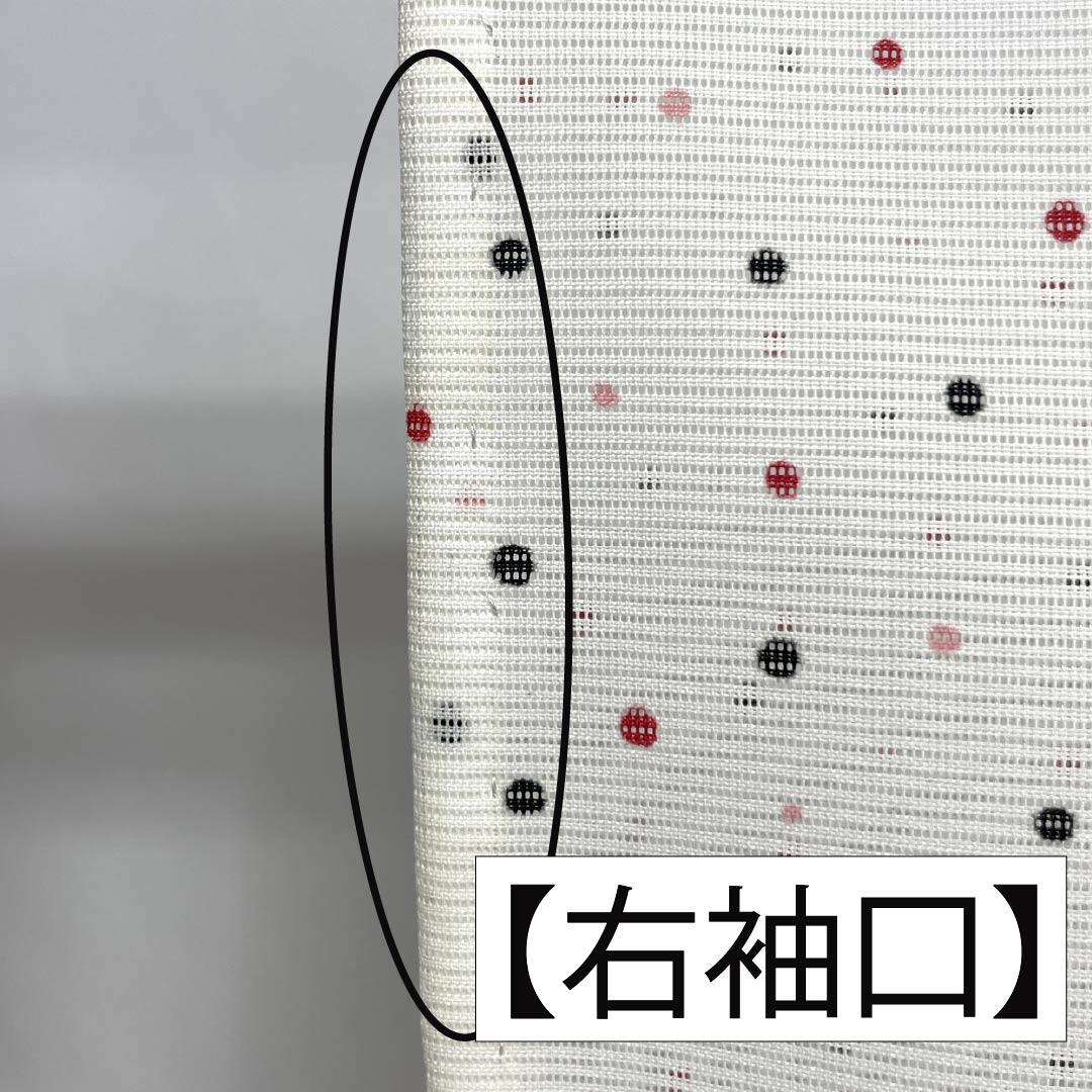 Summer kimono, polyester, small pattern, length 168cm, sleeve length 66cm, dot pattern, washable kimono, silk, A rank, white, 1132002263511