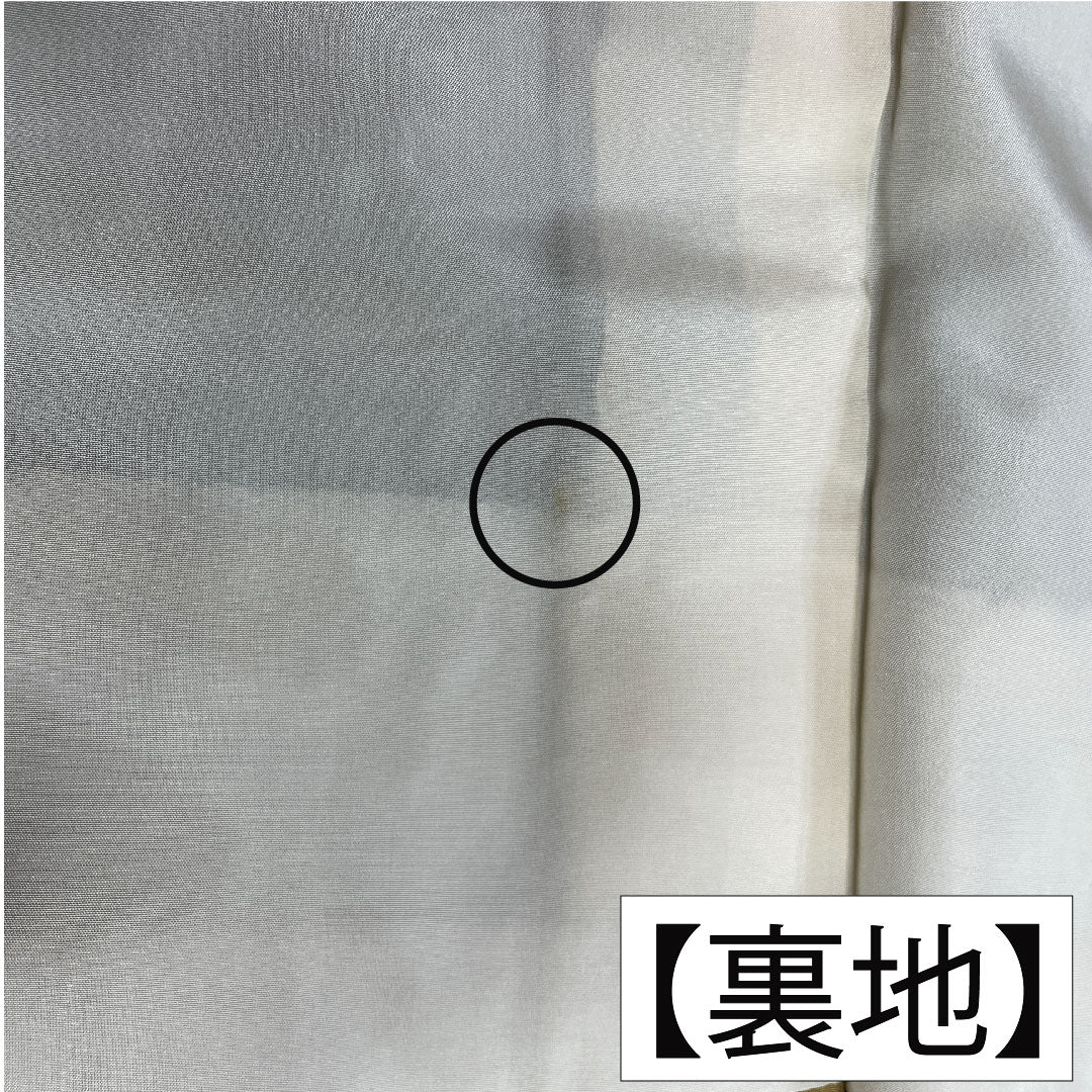 訪問着 正絹 袷 身丈157cm 裄丈66cm 青宣徳色（あおせんとくいろ） 濡れ描き 落葉模様 Aランク 緑系 1112004853319
