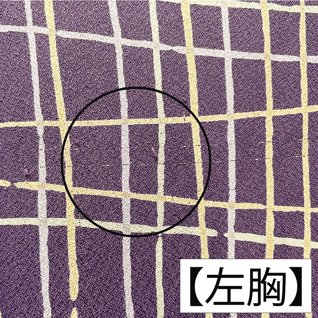 Small pattern, polyester, length 159cm, sleeve length 66cm, single layer, ancient purple, washable kimono, checkered pattern, A rank, purple, 1115004863320