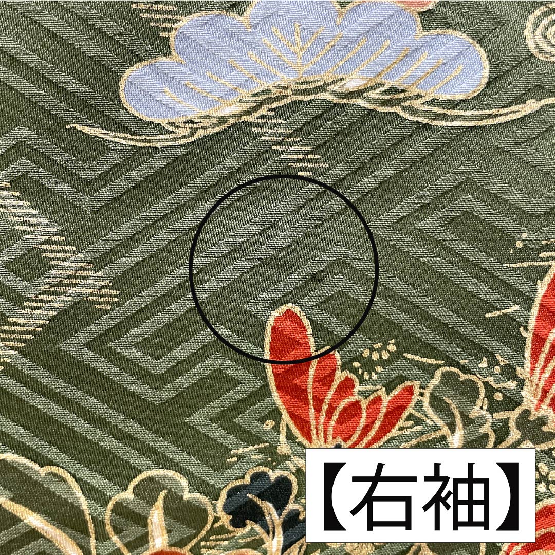 振袖 正絹 Aランク 身丈170.5cm 裄丈68.5cm 袷 山鳩色（やまばといろ） 京友禅 吉祥文様 梅 松 緑系 1113002173619