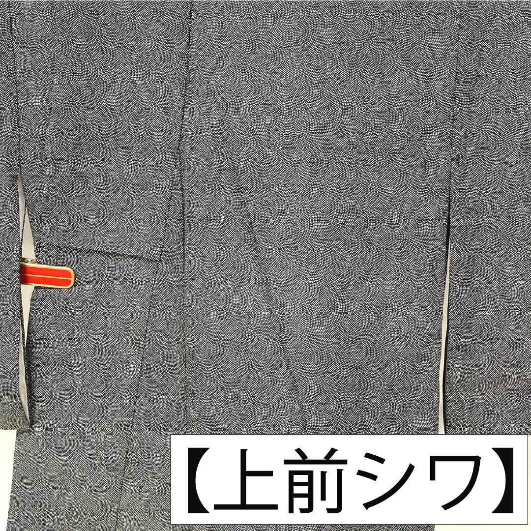 小紋 正絹 Sランク 身丈159cm 裄丈63cm 袷 型染 鮫小紋 江戸小紋 黒系 1115007772310