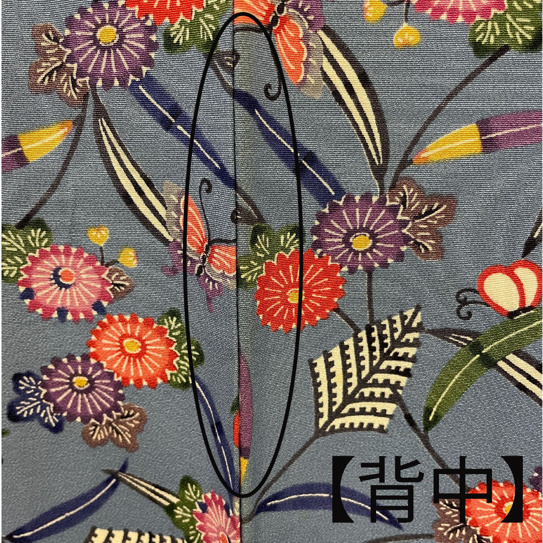 Komon, Length 162cm, Sleeve length 67cm, Lined, Bingata, Pure silk, A rank, Blue, 1115001783417