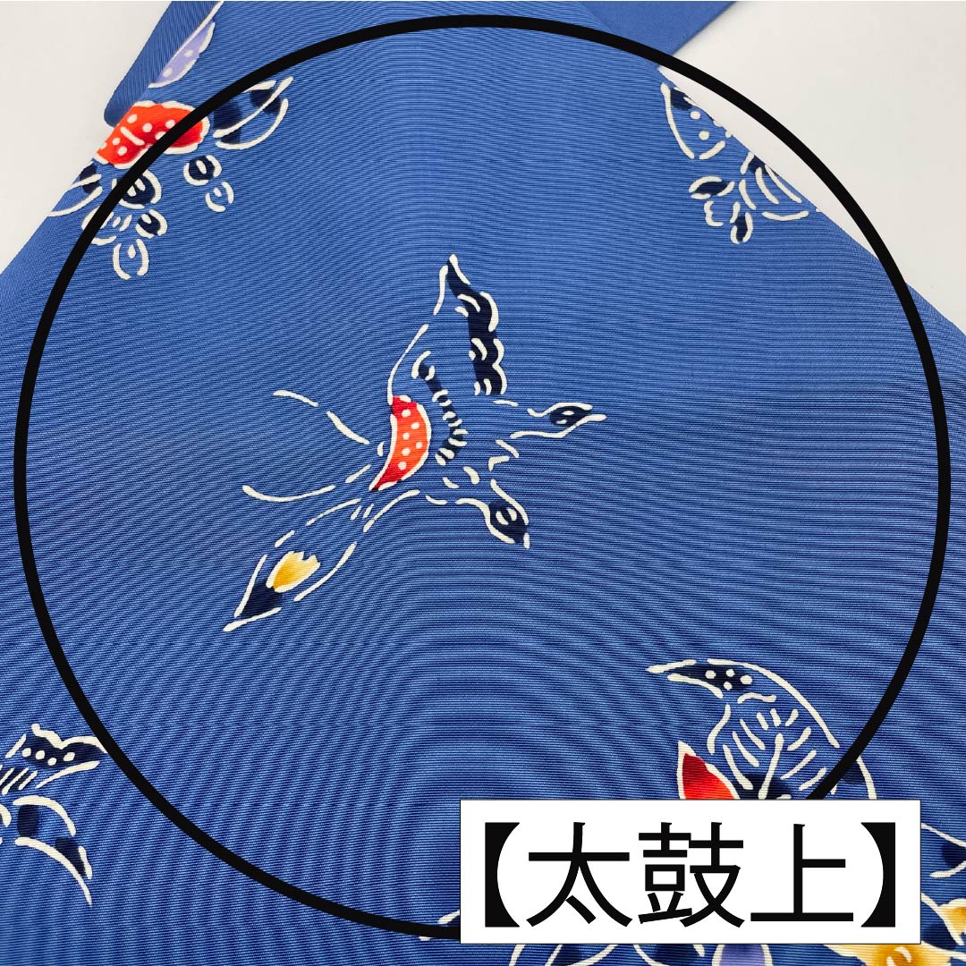 名古屋帯 正絹 Aランク 露草色（つゆくさいろ） 型染 紅型調 花模様 帯丈350cm ポイント柄 カジュアル 青系 1124010583317 名古屋仕立て