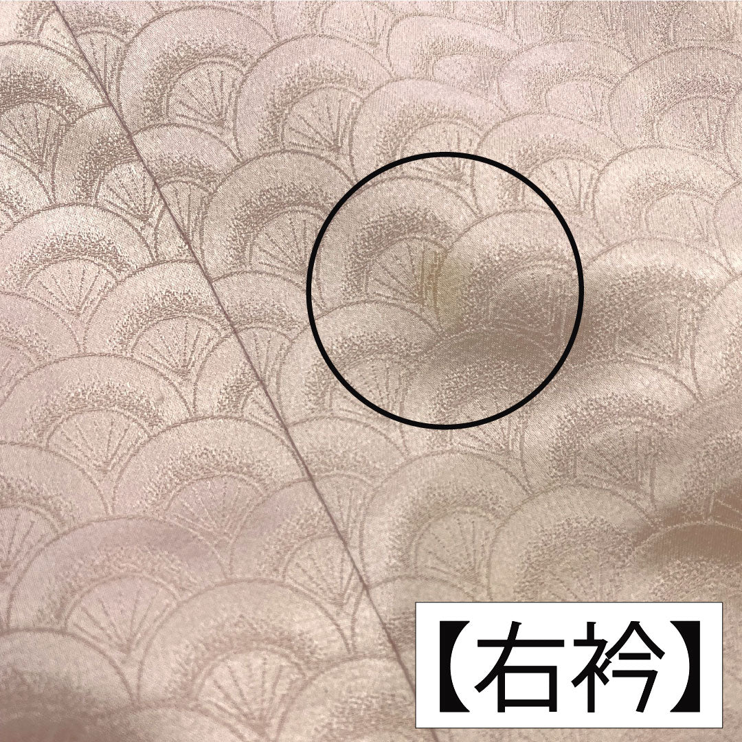 色無地 正絹 身丈164.5cm 裄丈63.5cm 桜色（さくらいろ） 扇 無地訪問着 袷 紋なし Aランク ピンク系 1114001393413