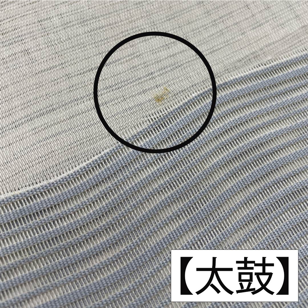 Nagoya obi, pure silk, sky gray, summer obi, vegetable pattern, obi length 373cm, B rank, point pattern, casual, blue, 1124007964317, pine needle style