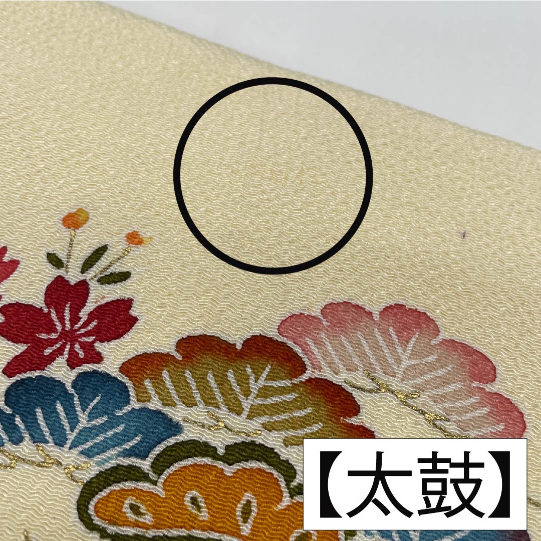 Nagoya obi, pure silk, milky white color, crepe fabric, dyed obi, pine, obi length 356cm, A rank, point pattern, semi-formal, cream color, 1124007293315, Nagoya style