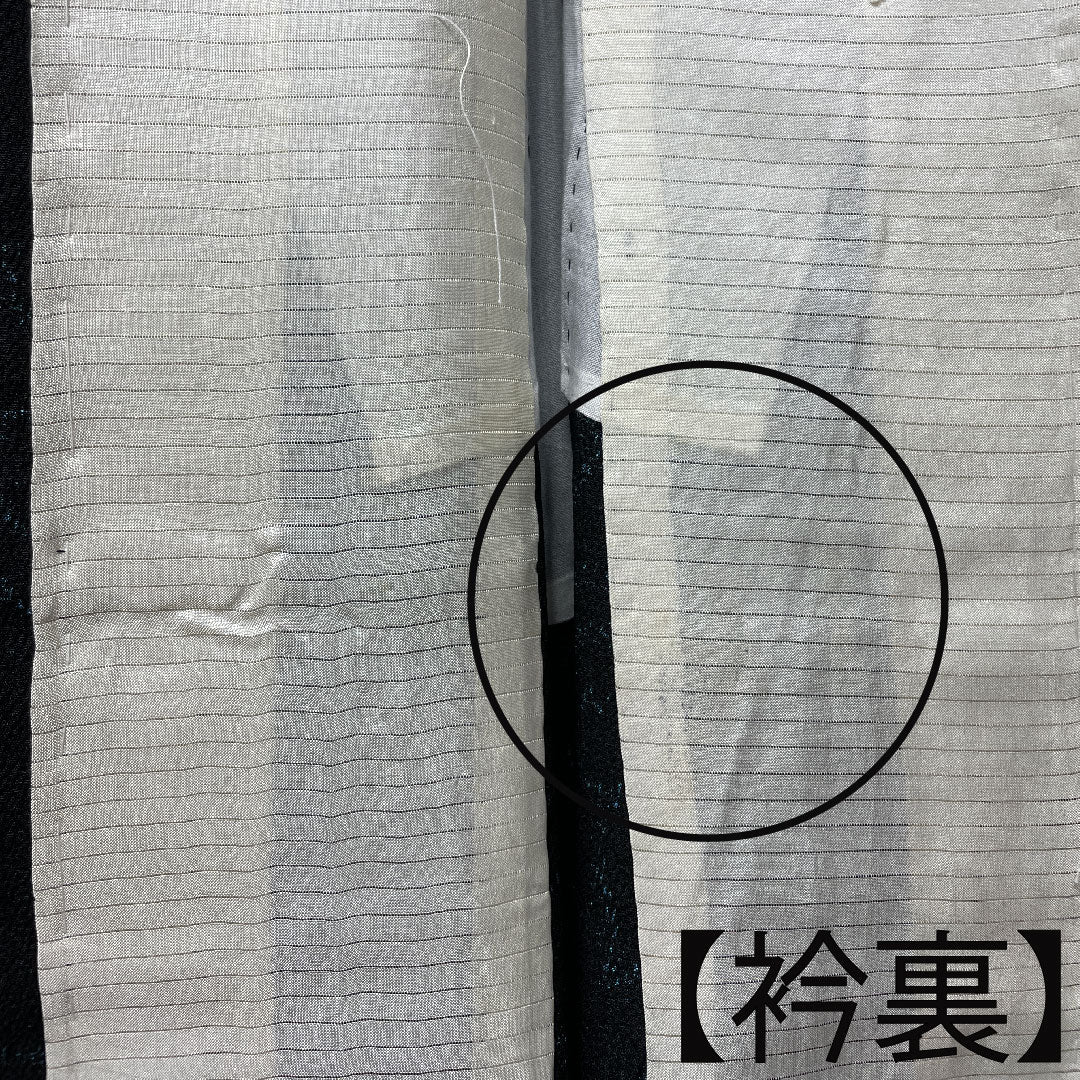 紬 正絹 身丈151.5cm 裄丈62cm  紅葉 Aランク 単衣 黒系 1116003153210