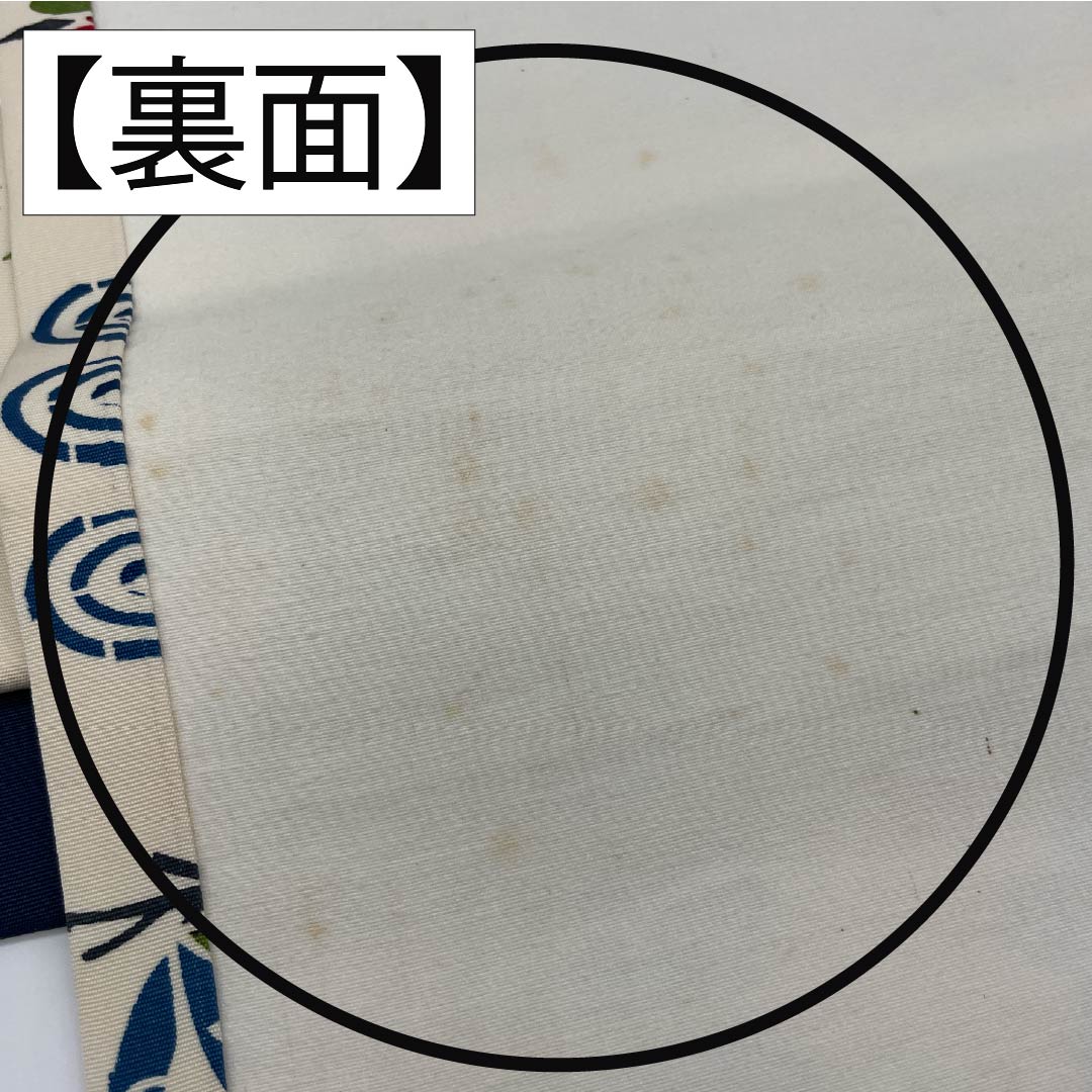 名古屋帯 生成り色（きなりいろ） 京紅型 紅型調模様 花模様 帯丈352cm 正絹 Aランク 全通 カジュアル クリーム系 1124007233315 開き仕立て