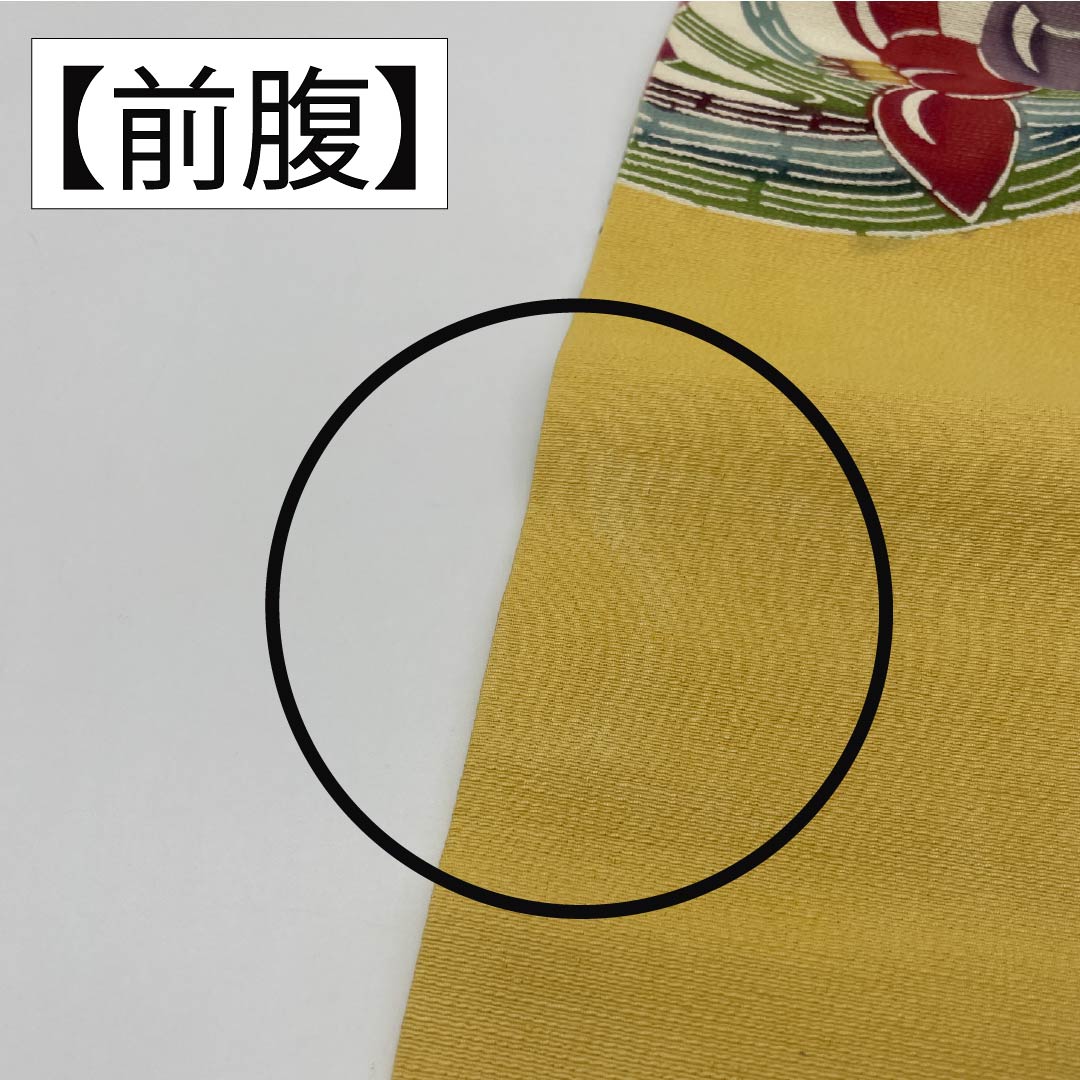 名古屋帯 正絹 Bランク 淡黄色色（たんこうしょくいろ） 型染 菖蒲 帯丈350cm ポイント柄 カジュアル 黄系 1124009704323 名古屋仕立て