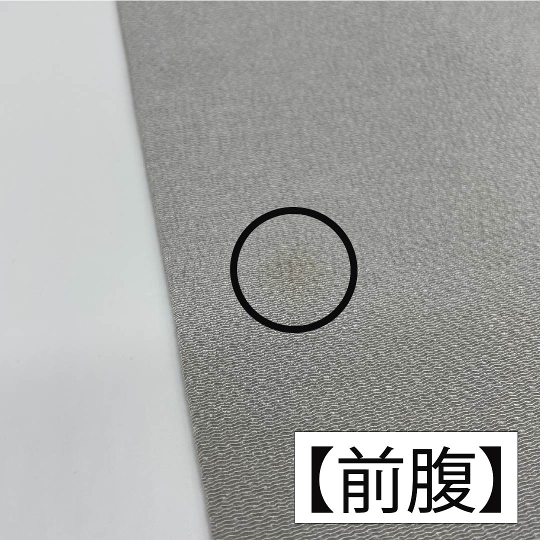 名古屋帯 薄鼠色（うすねずいろ） ちりめん地 丸に花模様 染め帯 帯丈358cm 正絹 Aランク ポイント柄 セミフォーマル グレー系 1124007163322 名古屋仕立て