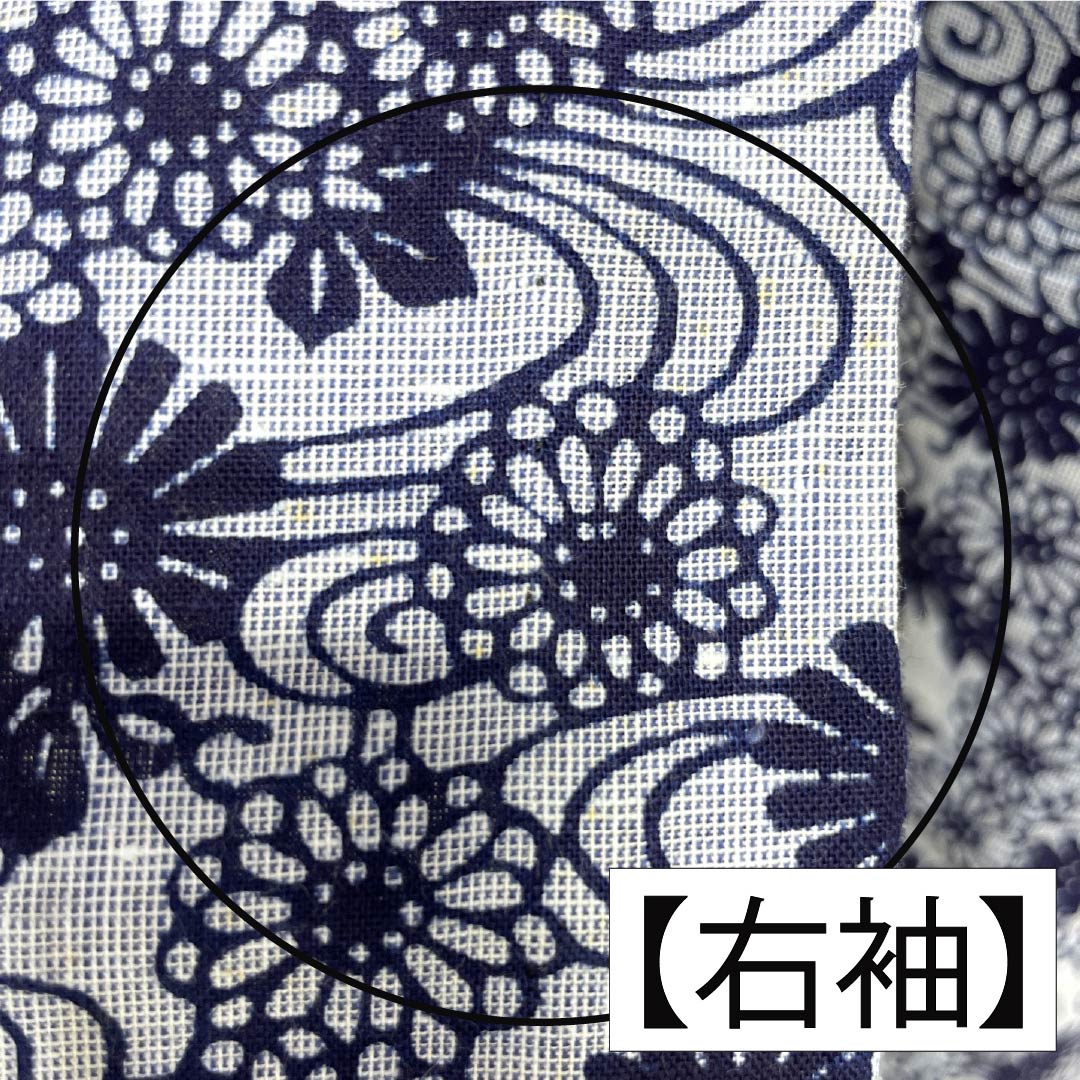 浴衣 木綿 身丈154cm 裄丈62cm Bランク 単衣 グレー系 水銀色（すいぎんいろ） 菊 流水 1118005914222