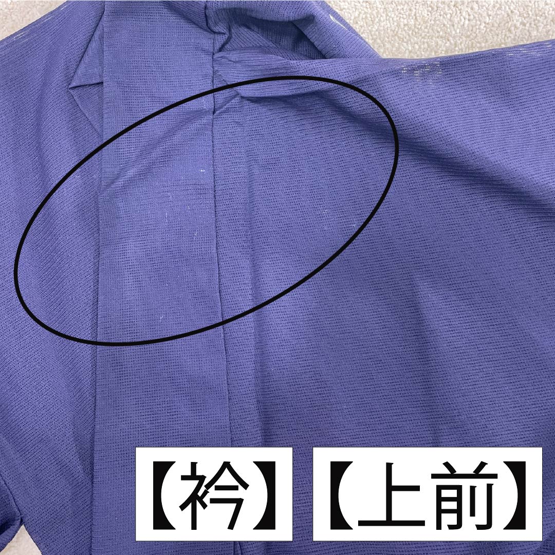 夏物 ポリエステル 色無地 Aランク 身丈155cm 裄丈65cm 紫烏色（しうしょく） 一つ紋 丸に抱き茗荷 洗える着物 絽 紫系 1132002933320